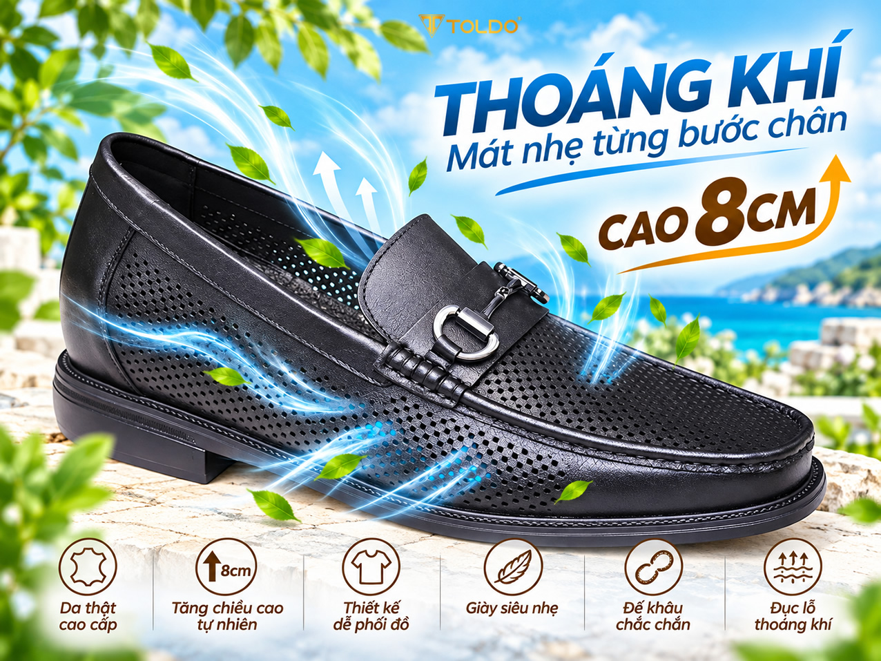 Giày cao nam 8cm đục lỗ thoáng khí 1